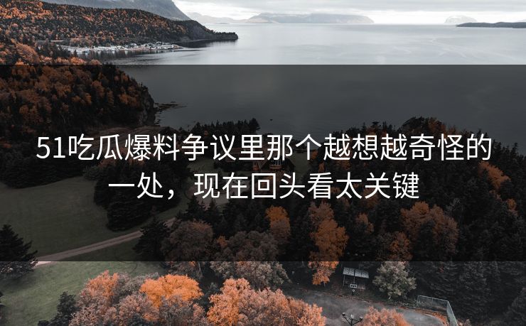 51吃瓜爆料争议里那个越想越奇怪的一处，现在回头看太关键