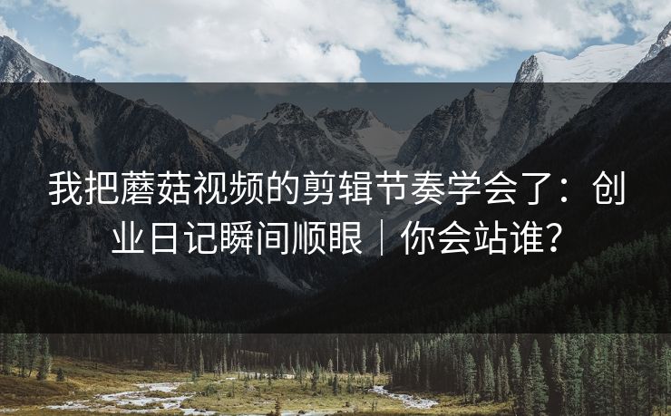 我把蘑菇视频的剪辑节奏学会了：创业日记瞬间顺眼｜你会站谁？